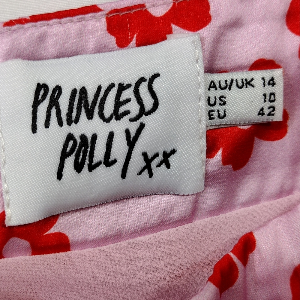 Princess Polly Polly Olton Floral Mini Skirt Women's 10 Pink Red Barbiecore 90s - Picture 11 of 12